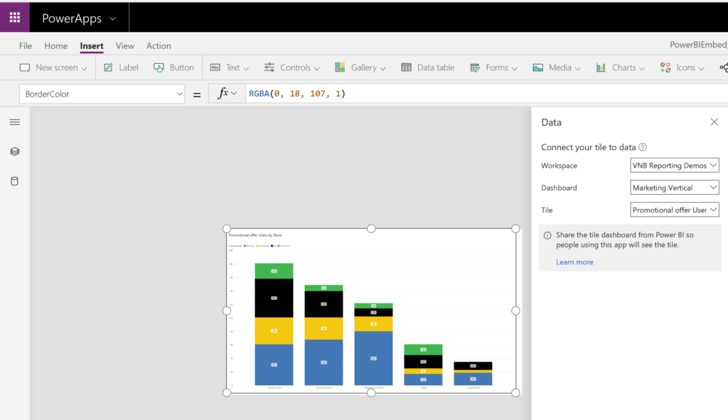 power bi integration powerapps