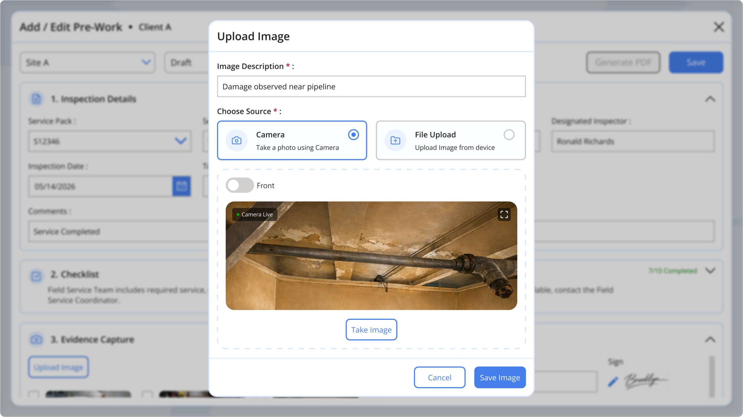 Field Service and QA Inspection Power App - Field Data Capture - Upload Photograph